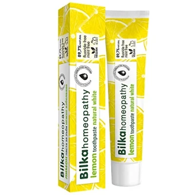 Abbildung von Bilka Homeopathy Zitron Zahncreme, Natürlicher Whitening Effekt, Zahnpasta mit Xylitol, Fluoridfrei, Mentholfrei, Zuckerfrei, 1x75ml