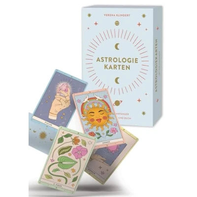 Abbildung von Astrologiekarten: Astrologiekarten mit Buch, Set für Anfänger: ausführliche Beschreibungen zu Fragen, Karten und Legetechniken
