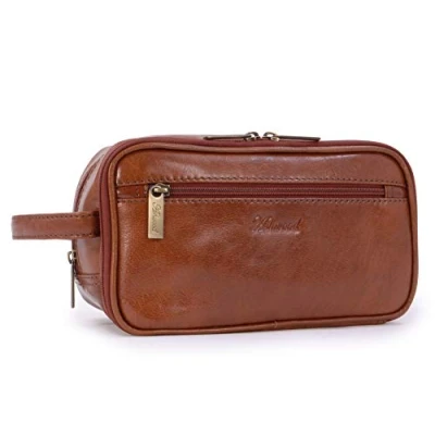 Abbildung von Ashwood Herren Leder Reise Kulturbeutel Medium Duschtasche mit Griff Chelsea 2080, Chestnut Brown, M,