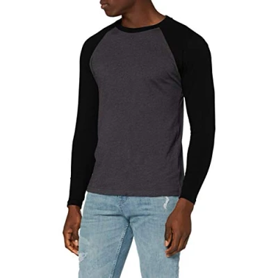 Abbildung von Urban Classics Raglan Contrast LS Langarmshirt, Herren, Größe: XXL, Charcoal/black