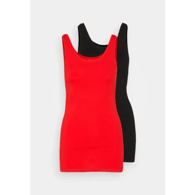 Abbildung von ONLY Onllive LOVE NEW LONG 2 PACK Top, Damen, Größe: XXS, Black/high risk red