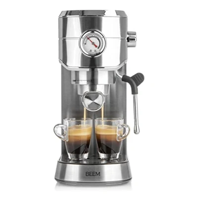 Abbildung von Beem Espresso Ultimate Siebträgermaschine aus Edelstahl in der Farbe Silber 20 bar, Maße: 31,2cm x 13,9cm 30,4cm, 02032