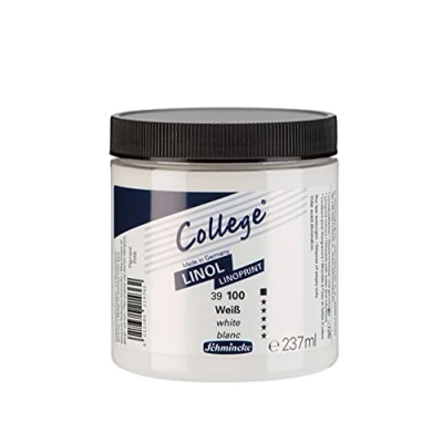 Abbildung von Schmincke College Linol, Künstler Linoldruck Farben, Weiss 237 ml, 39100053, geruchsarme Linoldruckfarbe auf Wasserbasis, lichtecht, gleichmäßiger Druck