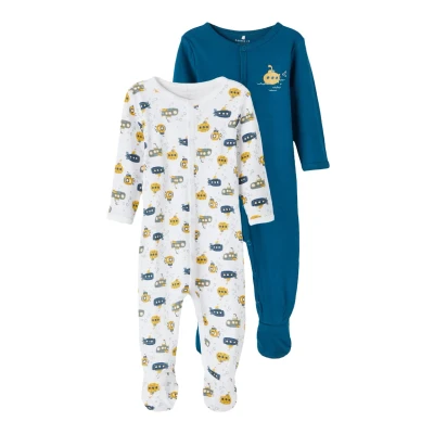 Abbildung von Name it Nbmnightsuit 2 PACK Strampler für Kinder, Größe: 50, Legion blue