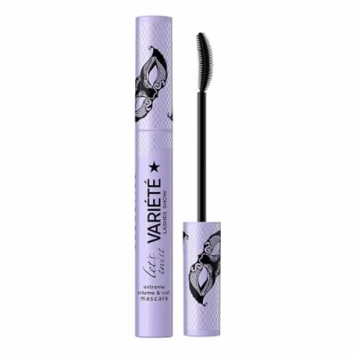 Abbildung von Eveline Cosmetics Variété Volumen und Wimpernverlängernde Mascara Tiefschwarz, Wischfest mit Silikonbürste für Angepasste Definierte Wimpern