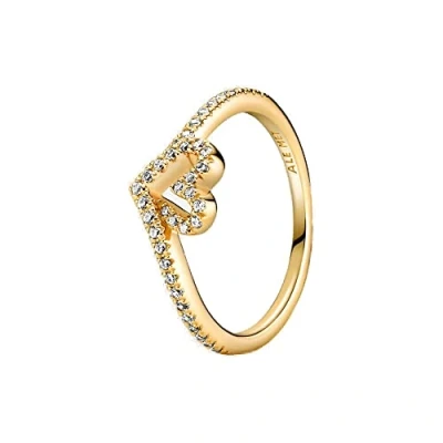 Abbildung von PANDORA SHINE Ring Timeless &quot;Glitzerndes Herz&quot; 14k gelbvergoldet, Zirkonia 169302C01 60