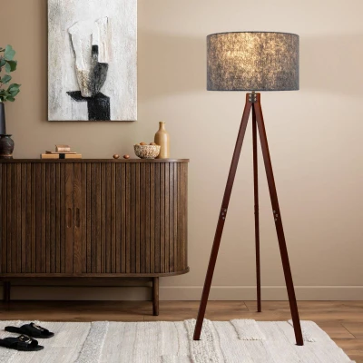 Abbildung von näve Stehlampe »Stehleuchte &quot;FILCO&quot; braun/grau H: 147 cm«, Leuchtmittel E27 ohne Leuchtmittel, Inkl. Zuleitung ca. 180 cm / weiß;