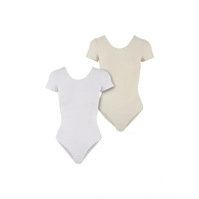 Abbildung von Urban Classics Stretch 2PACK Tshirt basic, Damen, Größe: Large, White whitesand