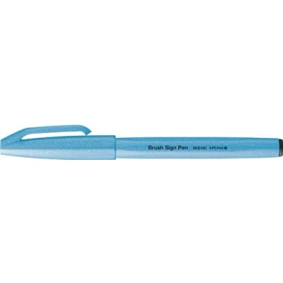 Abbildung von Pentel SES15C FSX Brush Sign Pen neon blau, Faserschreiber, pinselähnliche Spitze, 10 Stück