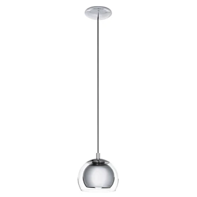 Abbildung von EGLO Pendelleuchte Rocamar, 1 flammige Hängelampe, Hängeleuchte aus Metall in Chrom und Glas Klar, Esstischlampe, Wohnzimmerlampe hängend mit E27 Fassung