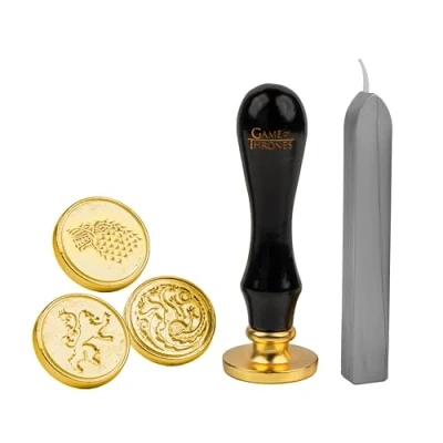 Abbildung von Cinereplicas Game of Thrones Wachs Siegel Stempel Kit von 3 Dichtungen Stark, Targaryen und Lannister + Offizielle Lizenz