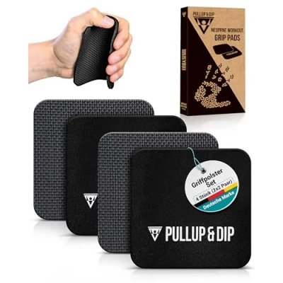 Abbildung von PULLUP &amp; DIP Griffpads Griffpolster [4er Set] für Klimmzüge, Fitness, Bodybuilding Krafttraining, 2 Paar Neopren Grip Pads, Trainings Pads als Alternative zu Trainingshandschuhen maximalen Griff
