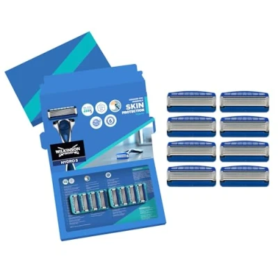 Abbildung von WILKINSON SWORD Hydro 5 Rasierklingen für Männer Feuchtigkeitsspendendes Gel und umklappbarer Trimmer Packung mit 8