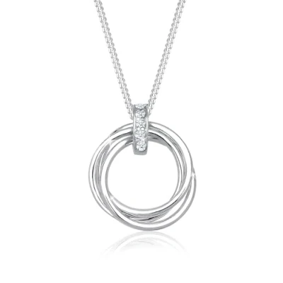 Abbildung von DIAMORE Halskette Damen Kreis Trio Anhänger mit Diamant (0.05 ct.) in 925 Sterling Silber