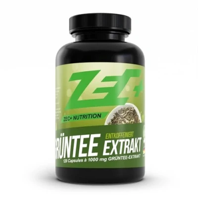 Abbildung von Zec+ Nutrition Grüntee Extrakt hochdosiert 120 Kapseln mit 1000 mg natürlichem Grüner Tee pro Kapsel, hoher EGCGAnteil, reich an Antioxidantien &amp; sekundären Pflanzenstoffen, Made in Germany