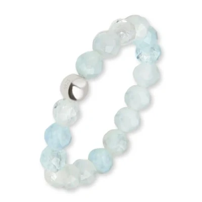 Abbildung von GD GOOD.designs Fidget Ring aus Aquamarin Naturstein Perlen für Damen Anxiety elastisch Anti Stress facettiert I Ringgröße 52 62 Valentinstag Geschenk Sie