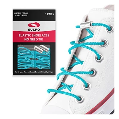 Abbildung von SULPO Elastische Gummi Schnürsenkel mit Metallverschluss Ohne Binden Gummischnürsenkel Schnürsenkelersatz, Schleifenlose Schuhbänder für alle Schuhe