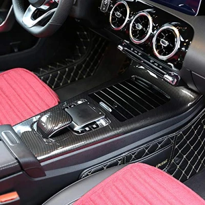 Abbildung von DIYUCAR Kohlefaser Stil ABS Auto Mittelkonsole Schutz Rahmen Verkleidung für Benz A Klasse W177 2019 Zubehör
