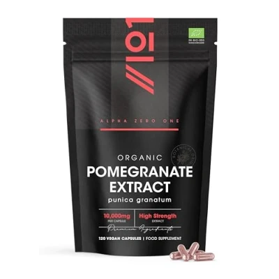 Abbildung von Organic Pomegranate Extract 10,000mg High Strength Certified Organic, Non GMO, Gluten Free, Halal 120 Vegan Capsules