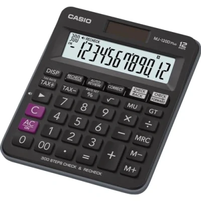 Abbildung von Casio Tischrechner kompakt mit Check &amp; Correct Funktion, MJ 120DPLUS, schwarz