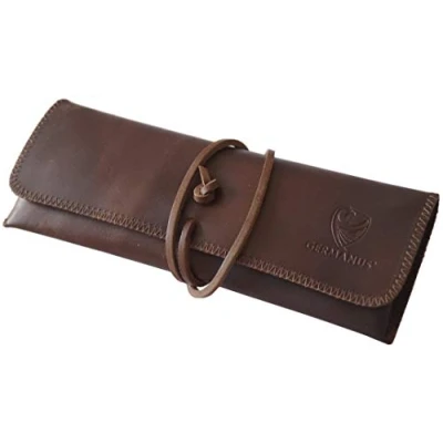Abbildung von GERMANUS Federmäppchen Strap, Leder Made in EU (Dunkelbraun)