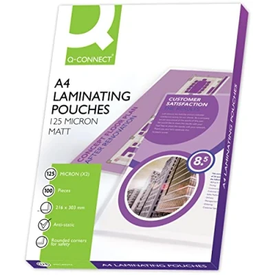 Abbildung von Q Connect KF240055 Laminiertaschen A4, matt, 125 Mikron, 100 Stück