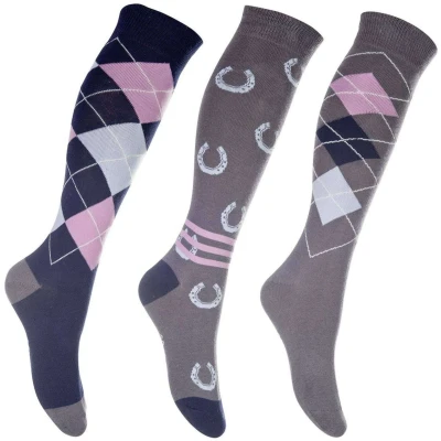 Abbildung von HKM Reitsocken Cardiff Set von 3 Grau Blau 35 38
