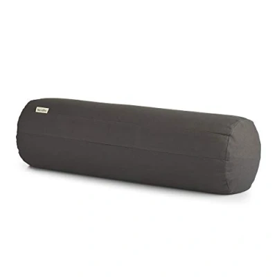 Abbildung von basaho Yoga Bolster Yogarolle Bio Baumwolle Buchweizenschalen Abnehmbarer und waschbarer Bezug Rolle Yogakissen (Felsgrau)