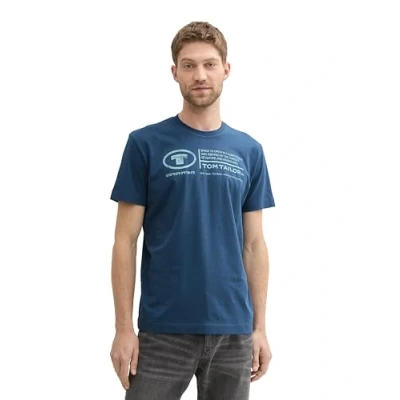 Abbildung von TOM TAILOR Herren T Shirt mit Print aus Baumwolle,26779 nighttime blue, XL