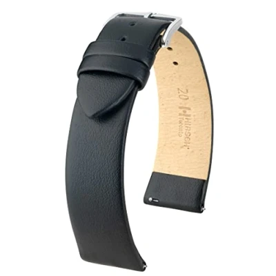 Abbildung von HIRSCH Toronto, Uhrenarmband, Leder, schwarz, L, Edelstahlschließe, 20 mm Anschluss