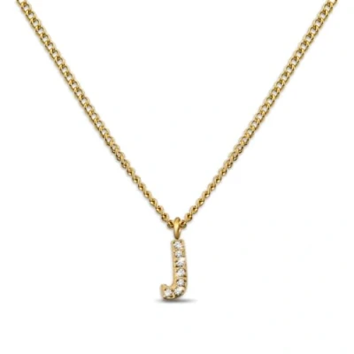 Abbildung von GD GOOD.designs Kette Buchstabe J Gold für Damen I 18K vergoldete Halskette mit Zirkonia Initialien Goldene Edelstahl Buchstabenkette (Buchstabe J)