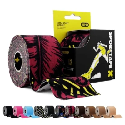 Abbildung von SPORTTAPE Kinesiologie Tape Wild 5 cm x 5 m elastisch &amp; wasserfest Physio/tape sport, hautfreundlich Baumwolle/Spandex, starke Haftung, selbstklebend, latexfrei für Muskel Gelenk Support