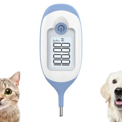 Abbildung von Pet Thermometer, Freundliche kurze Sonde, bequem, flexibel, 10 Sekunden Messung, Rektalthermometer für Hunde und Katzen, 30 Sondenabdeckungen enthalten