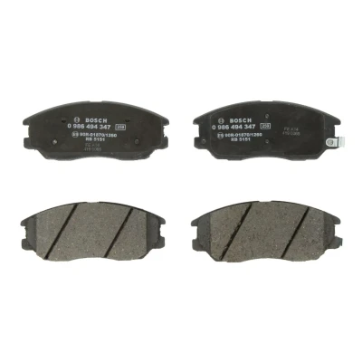 Abbildung von BOSCH 0 986 494 347 Bremsbelagsatz Low Metallic mit akustischer Verschleißwarnung Anti Quietsch Blech HYUNDAI: Terracan, SSANGYONG: RODIUS 2
