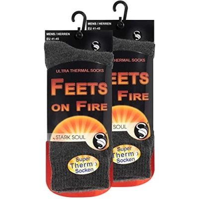 Abbildung von STARK SOUL FEETS on FIRE 2 Paar Herren Ultra Thermo Socken, Warme Winter Dunkelgrau, Gr. 41 45