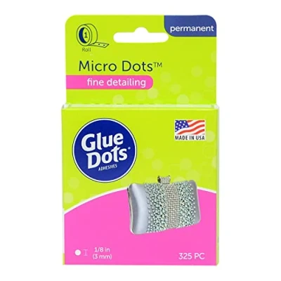 Abbildung von Glue Dots GD34300 Doppelseitige Micro Klebepunkte, Rolle mit 325 Punkten, Permanent, Rund, 3 mm, Vielseitige Verwendung, DIY Basteln, Karten Gestalten und Verzieren