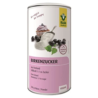 Abbildung von Raab Vitalfood Premium Birkenzucker, Xylit, vegan, 1:1 Zucker Alternative, Süßungsmittel, zahnfreundlich, aus Finnland, glutenfrei, 300 g