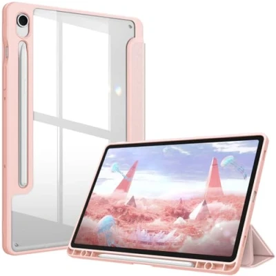 Abbildung von Fintie Hybrid Hülle für Samsung Galaxy Tab S9 FE 10.9 Zoll/Tab 11 Zoll 2023 Tablet mit Stifthalter Stoßfeste Schutzhülle transparenter Hartschale auf der Rückseite, Roségold