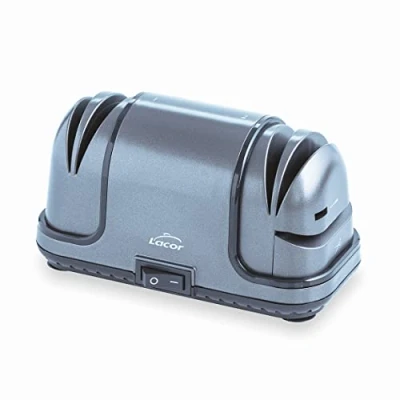 Abbildung von Lacor 69341 TitanPRO Messerschärfer, elektrisch, ideal für Schere oder Schleifmaschine, grobe und feine Schärfe, metallisches Finish