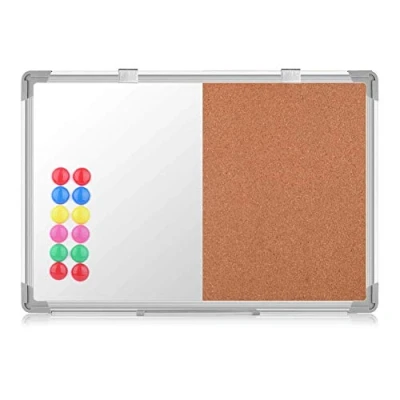 Abbildung von S SIENOC Whiteboard Kombinations notizbrett Pinnwand Magnetwand mit Alurahmen Magnetisch und Magnettafel Weiß lackiert 70x50cm