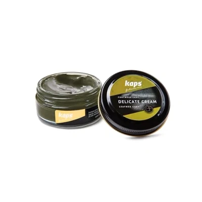Abbildung von Kaps Professional Schuhpflege Delicate Cream Schuhcreme &amp; Pflegemittel zur Reinigung und Auffrischung von Naturleder Synthetik (50ml) (134 Oliv)