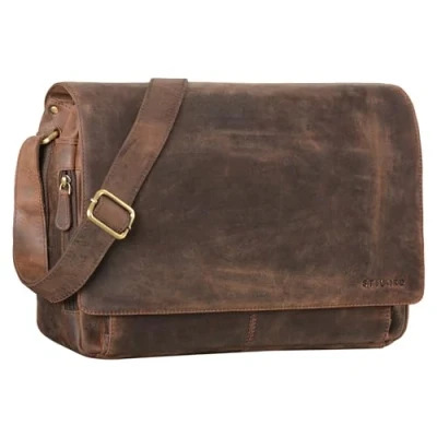 Abbildung von STILORD Vintage Umhängetasche aus Leder braun 15 Zoll Laptoptasche für Büro, Uni, Office, Schule DIN A4 Schultertasche &#039;Tom&#039;
