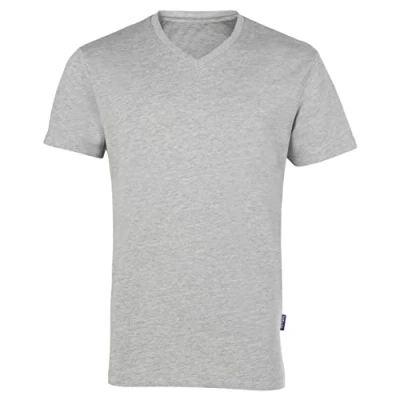 Abbildung von HRM Herren Luxury V Neck Tee, grau meliert, Gr. S I Premium T Shirt Ausschnitt aus 100% Bio Baumwolle Basic bis 60C waschbar Hochwertige &amp; nachhaltige Bekleidung