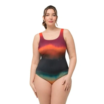 Abbildung von Ulla Popken Sunset Gradient Badeanzug, Damen, Größe: 50/52, Black