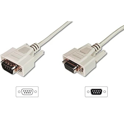 Abbildung von DIGITUS Serielles Anschluss Kabel D Sub 9 zu Stecker Buchse 10.0m Verlängerungskabel Beige