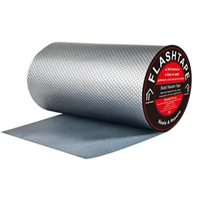 Abbildung von fowong Aluminum Wasserdichtes Klebeband 30cm(B) x5M(L) Butyl Dichtungsband Alufolie Selbstklebend Reperaturband zum Abdichten und Befestigen im Pool Loch Rohr Dach Wohnmobil Bad