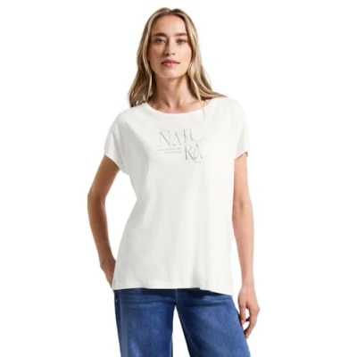 Abbildung von STREET ONE Damen A323044 Shirt mit Wording Artwork, Off White, 40