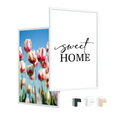 Abbildung von edihome, Bilderrahmen a3, (2 Stück), 29,7 x 42, Holz, Photo Frame, Rahmen din für Diplome, bruchsicheres Acrylglas, Poster und Bilder, Hoch Querformat (Weiß, 2 Stück)