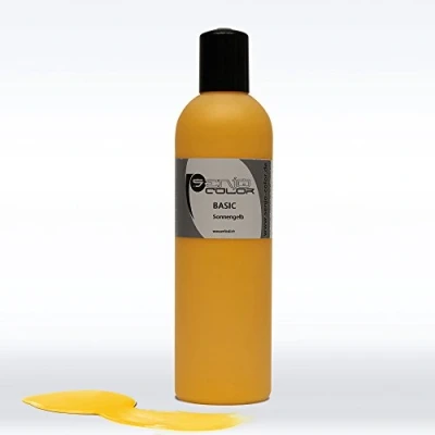 Abbildung von Senjo Color Basic Bodypainting Farben I Kosmetische Körperfarbe wasserlöslich Liquid für Airbrush und Pinsel 250ml Sonnengelb