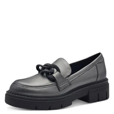Abbildung von MARCO TOZZI Damen Loafer ohne Absatz Vegan mit Plateau, Silber (Pewter), 37 EU